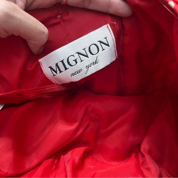 Vintage Mignon Red w White Polka Dot Strapless Mini Dress Ruffles Flower Size S - Picture 4 of 9